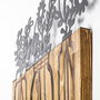 Wallity Flower 5 Escultura de pared de madera y metal en nogal y negro